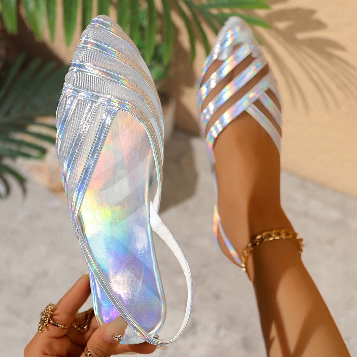 Damen Elegante Slingback-Sandaletten mit transparentem Obermaterial und modischen Akzenten R&B