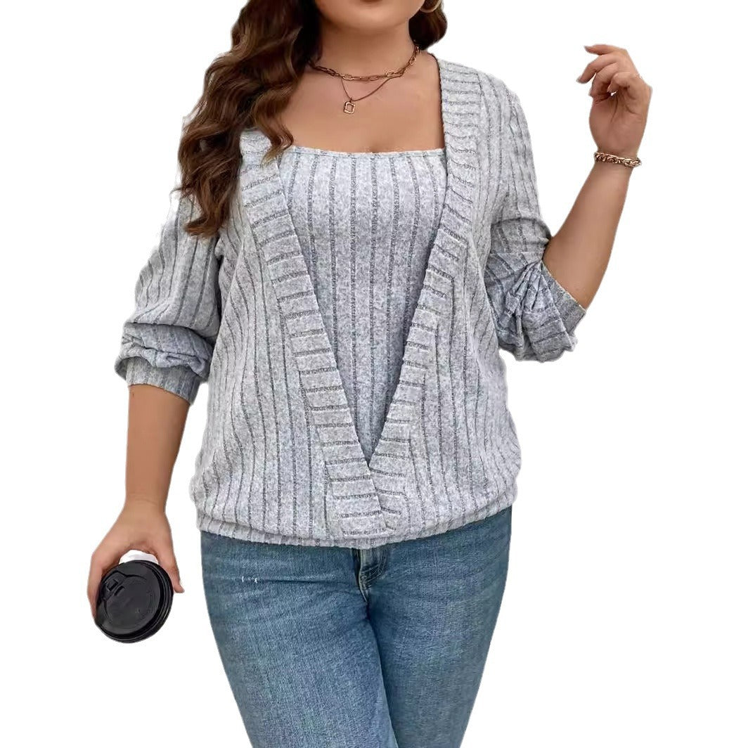 Damen vielseitige Strickjacke mit eleganter Rippenstruktur R&B