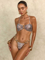 Damen Bandeau-Bikini mit schimmernden Ring-Details R&B