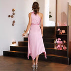 Damen Plissiertes Abendkleid mit asymmetrischem Saum und elegante Drapierung R&B