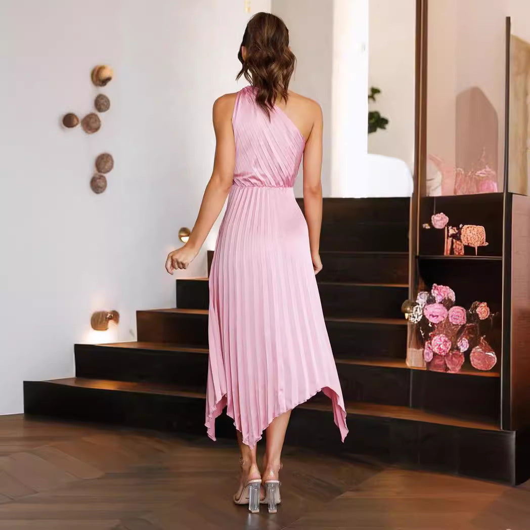 Damen Plissiertes Abendkleid mit asymmetrischem Saum und elegante Drapierung R&B