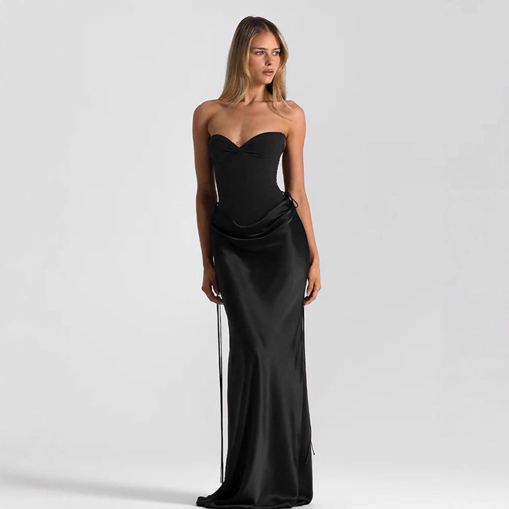 Damen Maxikleid mit elegantem Schnitt und raffinierten Drapierungen R&B