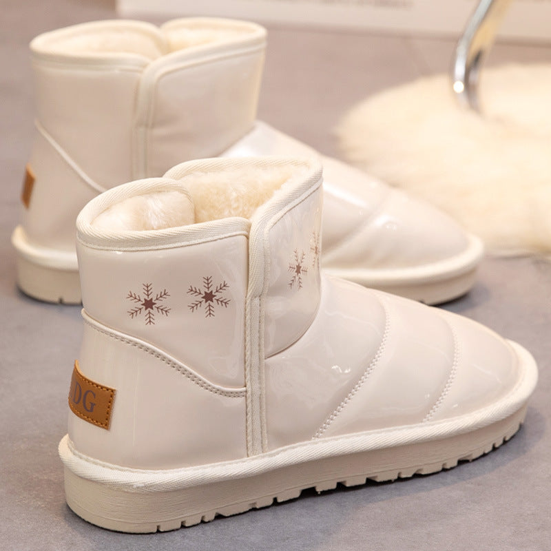 Damen modische Winterstiefel mit glänzenden Oberflächen und warmem Innenfutter R&B