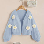 Damen Kurzjacke mit verspielten Blumenapplikationen
