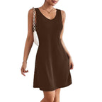 Damen lässiges A-Linien Kleid mit tiefem V-Ausschnitt und weichem Jersey-Material R&B