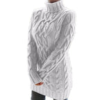 R&B | Kabelstrick Rollkragenpullover Lässiger Schnitt Tunika-Länge Pullover