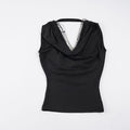 Damen elegantes Cowl Neck Tanktop mit feinen Perlenverzierungen R&B