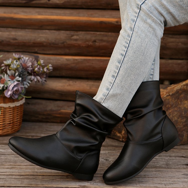 Damen modische Stiefeletten mit elegantem Rüschendesign und weichem Obermaterial R&B
