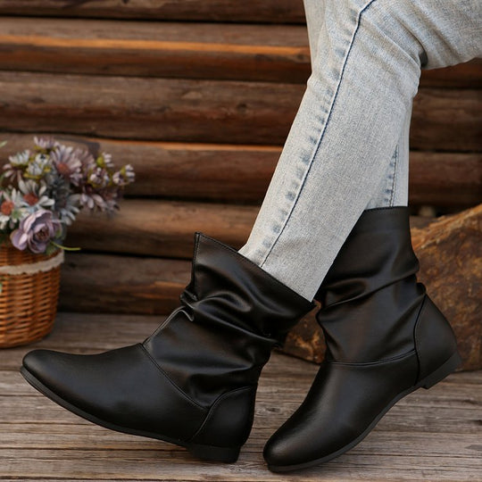 Damen modische Stiefeletten mit elegantem Rüschendesign und weichem Obermaterial R&B