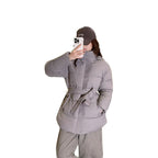 Damen gesteppte Winterjacke mit hohem Kragen und seitlichen Taschen
