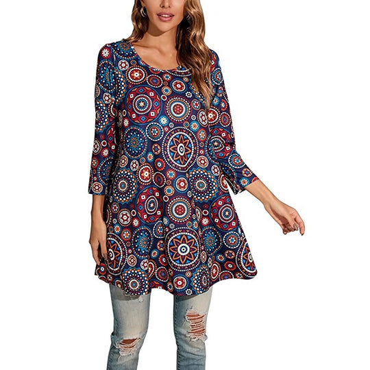 Damen Tunika mit einzigartigem Mandala-Druck R&B