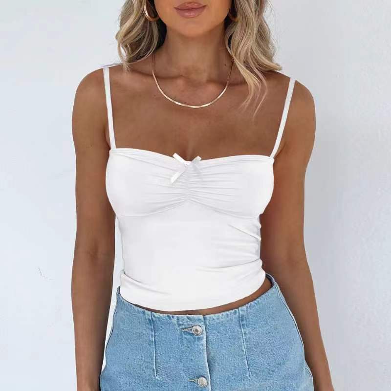 Damen Figurbetontes Spaghetti-Trägershirt mit süßer Raffung R&B