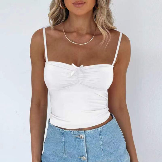 Damen Figurbetontes Spaghetti-Trägershirt mit süßer Raffung R&B