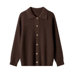 Damen Gemusterte Strickjacke mit Kragen und Knopfleiste R&B