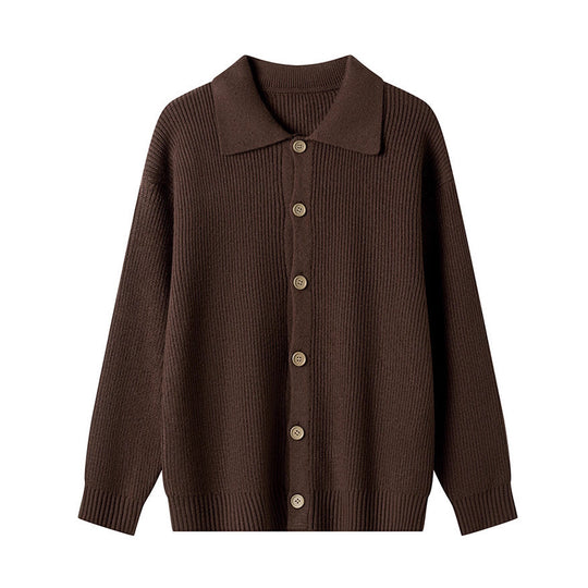 Damen Gemusterte Strickjacke mit Kragen und Knopfleiste R&B