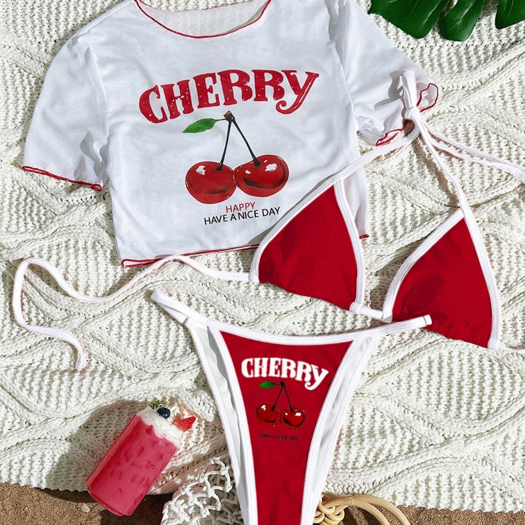 Damen Sportlicher Bikini mit transparentem Oberteil R&B