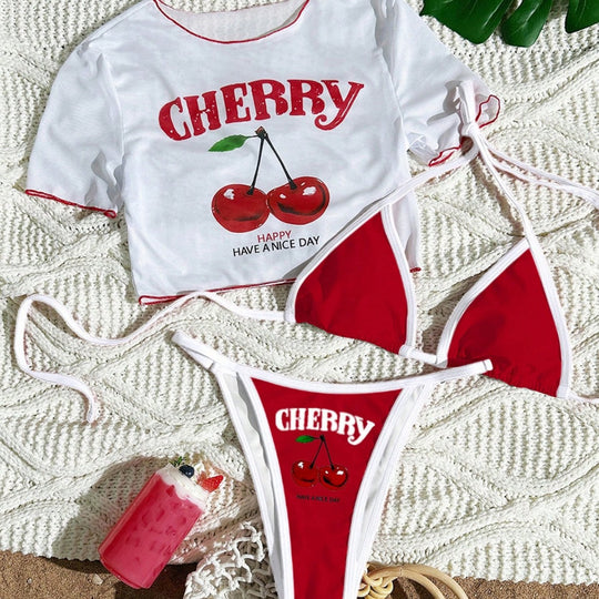 Damen Sportlicher Bikini mit transparentem Oberteil R&B