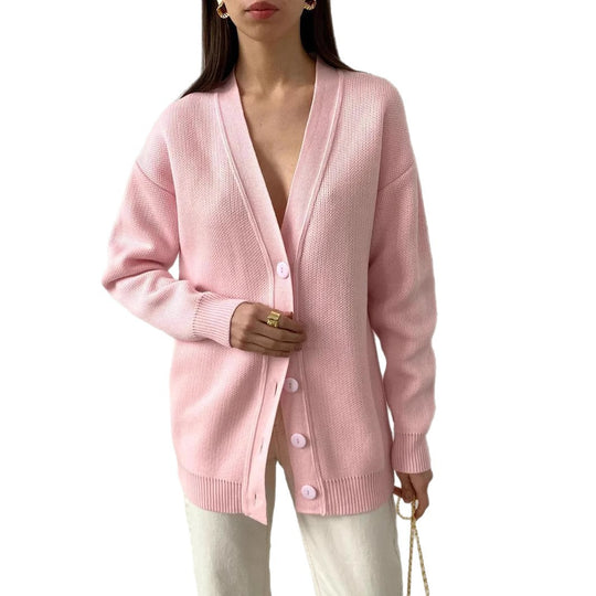Damen Strick-Cardigan mit V-Ausschnitt und feiner Knopfleiste R&B