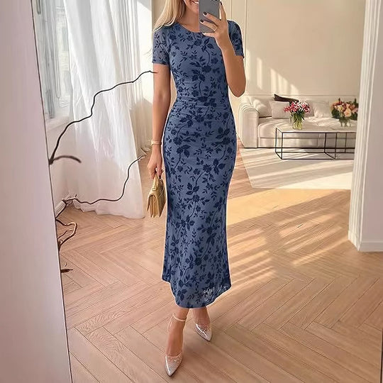 Damen Maxikleid mit floralen Stickereien R&B