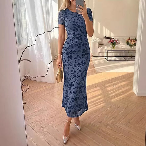 Damen Maxikleid mit floralen Stickereien R&B