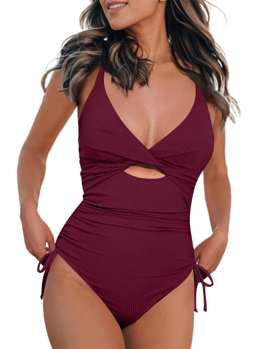 Damen Einteiliger Badeanzug mit modischem Cut-Out und verstellbaren Trägern R&B