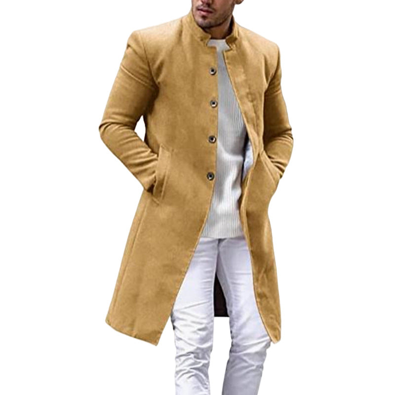 Herren stilvoller, moderner Wollmantel mit durchgehender Knopfreihe R&B