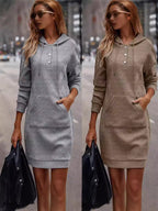 Damen Hoodie-Kleid mit praktischer Tasche und stilvollem Muster R&B