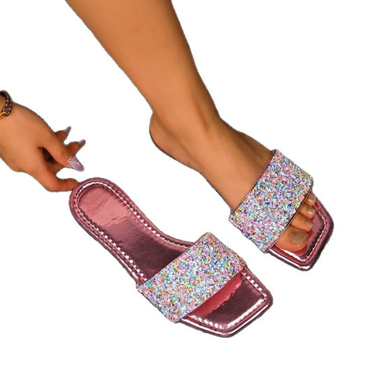 Damen Glitzernde Riemchen-Sandalen mit dekorativer Schmuck-Applikation R&B