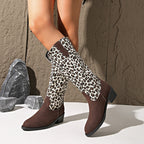Damen Stiefel mit trendigem Punktmuster und robustem Blockabsatz R&B