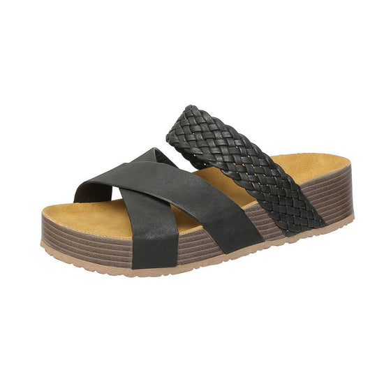 Damen Bequeme Zehentrenner-Sandalen mit geflochtenem Riemendesign und rutschfester Sohle R&B