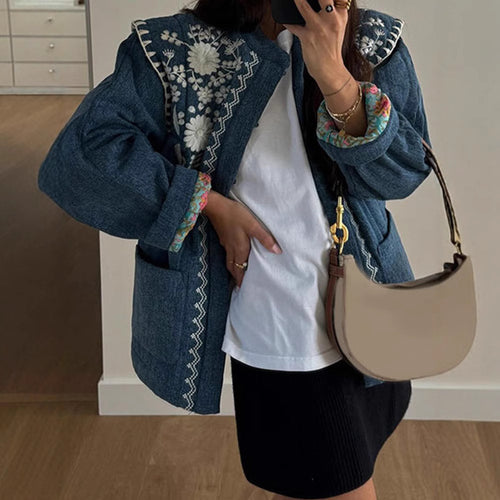 Damen Bestickte Denimjacke R&B