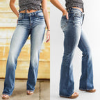 Damen Bootcut Jeans im lässigen Vintage-Stil mit hohem Bund und moderner Waschung R&B