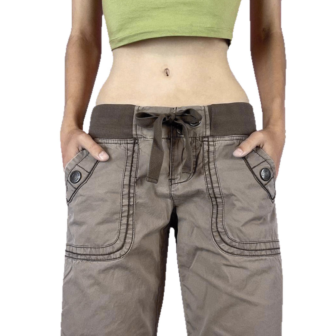 Damen lässige Flared Jeanshose mit hohem Bund und weitem Bein R&B
