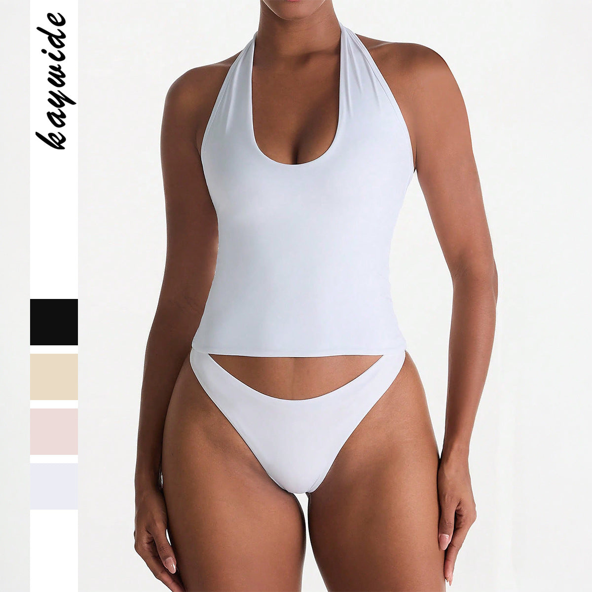 Damen Sportlicher Badeanzug im Crop-Top-Stil mit tiefem V-Ausschnitt R&B