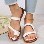Damen elegante Zehenstegsandalen mit modischem Riemendesign und bequemem Fußbett R&B