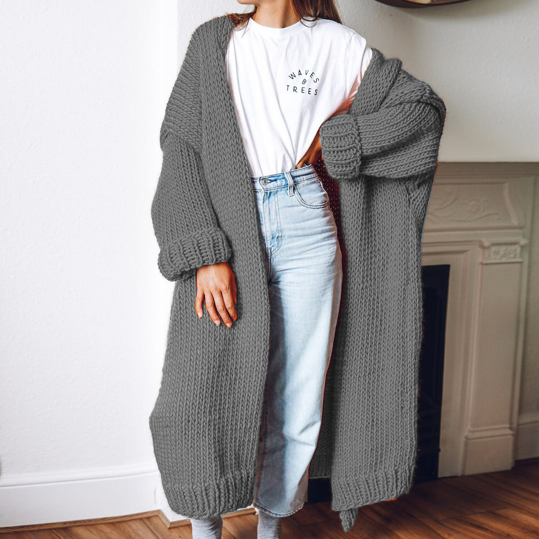 Damen Langärmeliger Grobstrick Cardigan R&B