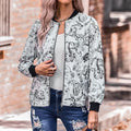 Damen Bomberjacke mit floralen Motiven und elastischen Bündchen R&B
