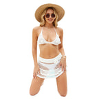 Damen Häkel-Bikini-Set mit Rüschen und floralen Applikationen R&B