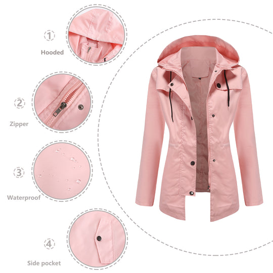 Damen wetterfeste Freizeitjacke mit verstellbarer Kapuze R&B