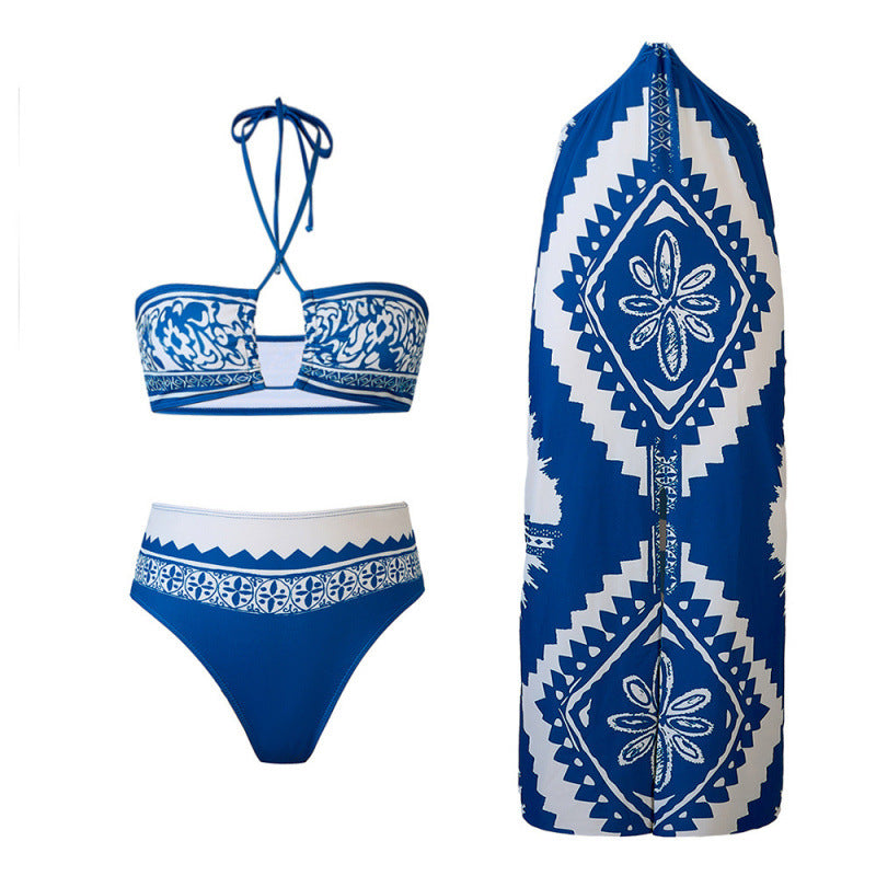 Damen Bikini-Set mit raffiniertem Wickeldesign und trendigem Mustermix R&B