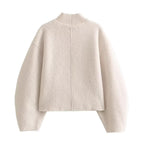 Damen Grobstrickpullover mit hohem Kragen R&B