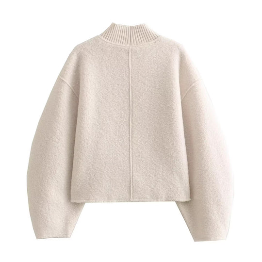 Damen Grobstrickpullover mit hohem Kragen R&B
