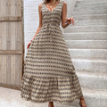 Damen Maxikleid mit V-Ausschnitt und raffiniertem Bindegürtel R&B