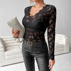 Damen Spitzenbodysuit mit romantischen Details und enganliegendem Schnitt R&B