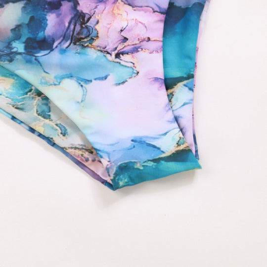 Damen Bikini-Set mit gekreuztem Oberteil und floralen Details R&B