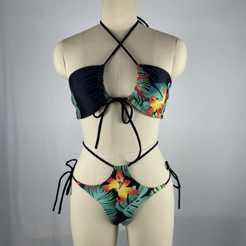 Damen Bikiniset mit floralem Design und verstellbaren Trägern R&B