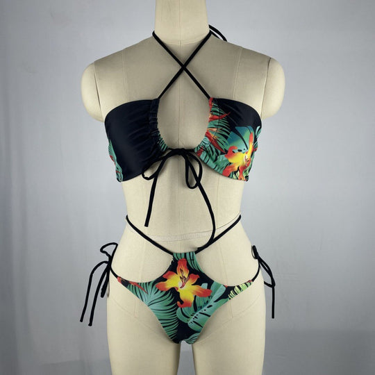 Damen Bikiniset mit floralem Design und verstellbaren Trägern R&B