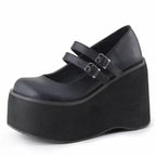 Damen Plateau-Schuhe mit doppeltem Riemen und hohem Absatz R&B