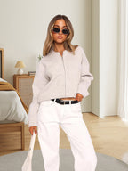 Damen Strickjacke mit kurzem Schnitt und sportlichem Reißverschluss R&B