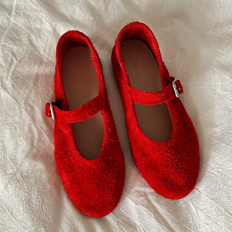 Damen Ballerina-Schuhe mit schickem Riemen und weichem Obermaterial